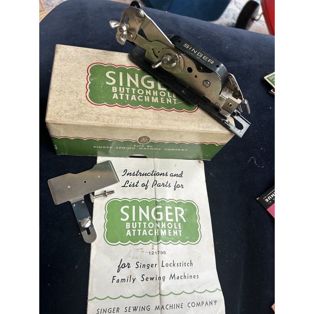 Vintage Singer Buttonhole Attachment 121795 with Box & Manual Lockstitch Machine